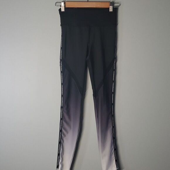 Forever 21 pants women's size xs x-small black gey white ombre yoga side stripe - Picture 3 of 16